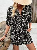 Adrienna - Set aus Hemd und Shorts mit Button-Down-Kragen und Aufdruck