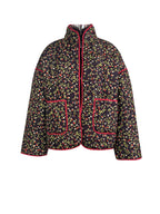 Jacke mit Blumenmuster, Taschen und überschnittenen Schultern
