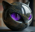 Elinas Auge – Mystische Katzenskulptur aus poliertem Marmor