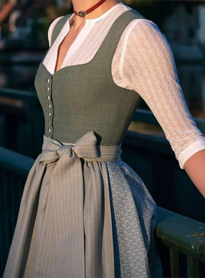 Damen Oktoberfest Dirndl Kleid mit Quadratkragen - Hildegard