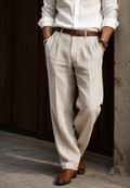 Herrenhose aus Leinen, gerader Schnitt mit Bundfalten – Manuel
