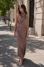 Set langer Rock und elegantes drapiertes Neckholder-Top für Frauen - Marlene