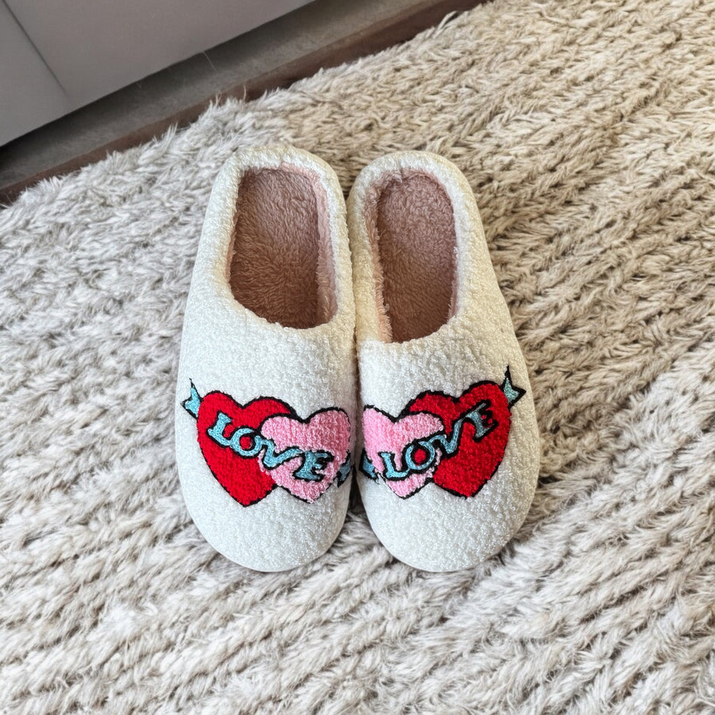 Damenplüschpantoffeln mit Stickereimotiv - Valentina