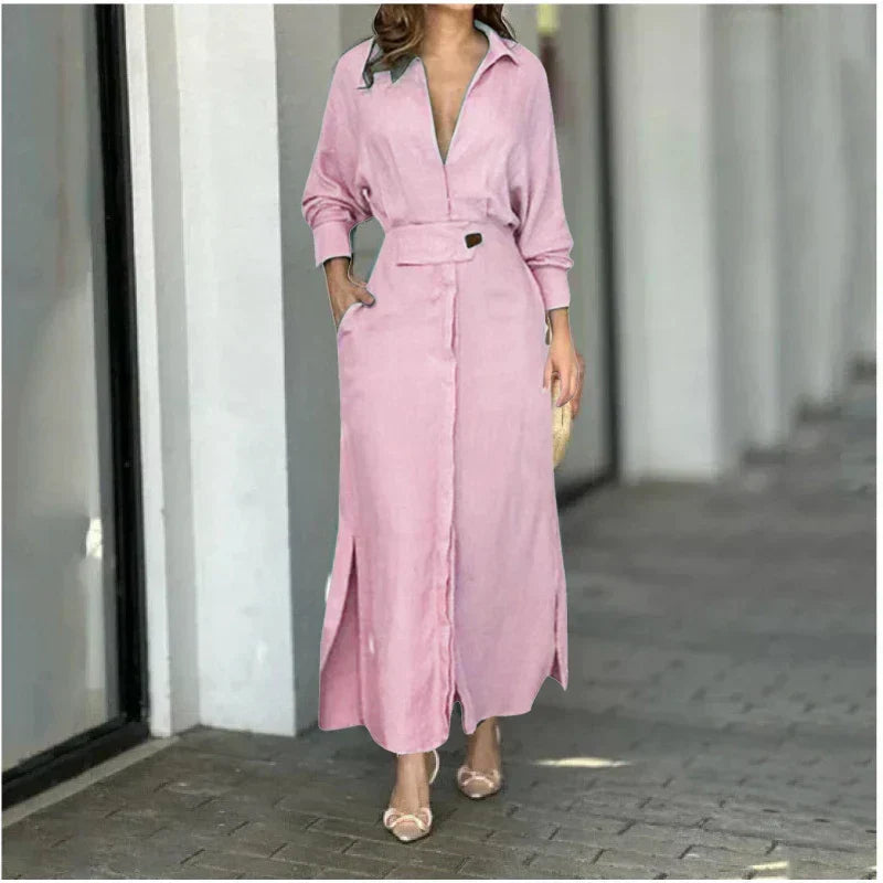 Rebecca - Langärmeliges Kleid mit verstellbarem Gürtel