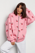 Kapuzenjacke mit Kirschmuster