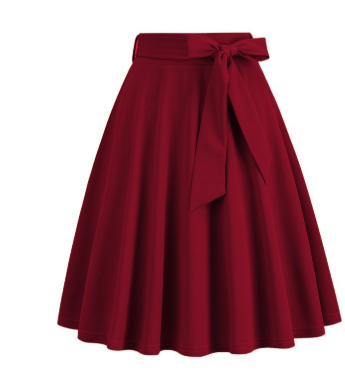 Damen A-Linien Midi-Rock mit seitlicher Schleife – hoch tailliert & stylisch
