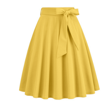Damen A-Linien Midi-Rock mit seitlicher Schleife – hoch tailliert & stylisch