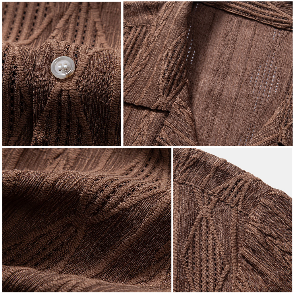 Kubanisches Jacquard-Hemd und Shorts-Set