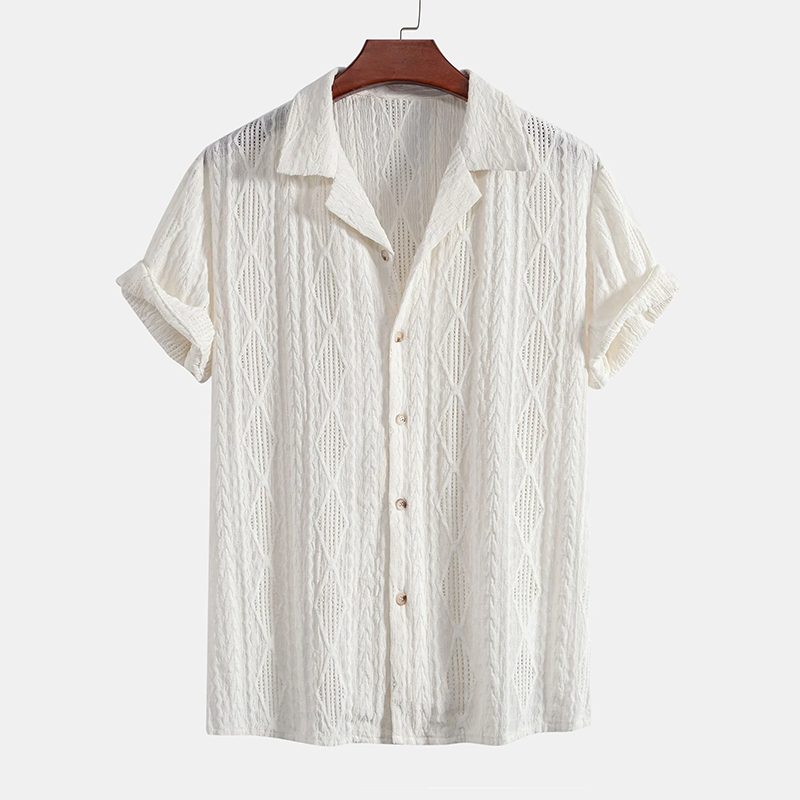 Kubanisches Jacquard-Hemd und Shorts-Set
