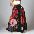 Damen Maxi-Rock mit Blumenprint, hochtailliert und stylisch