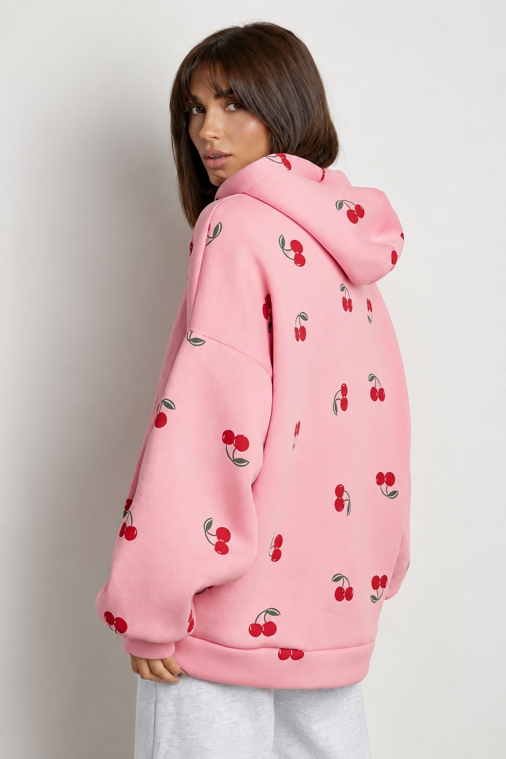 Kapuzenjacke mit Kirschmuster