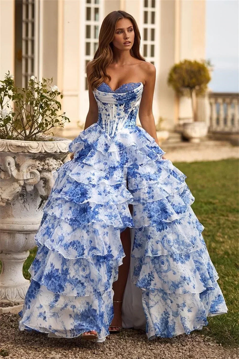 Maxikleid mit Blumenmuster für Frauen - Elfenbein