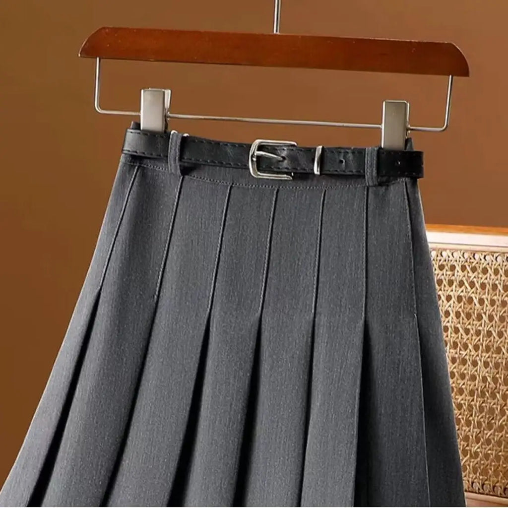 Midi-Faltenrock mit Gürtel für Damen – elegant & vielseitig