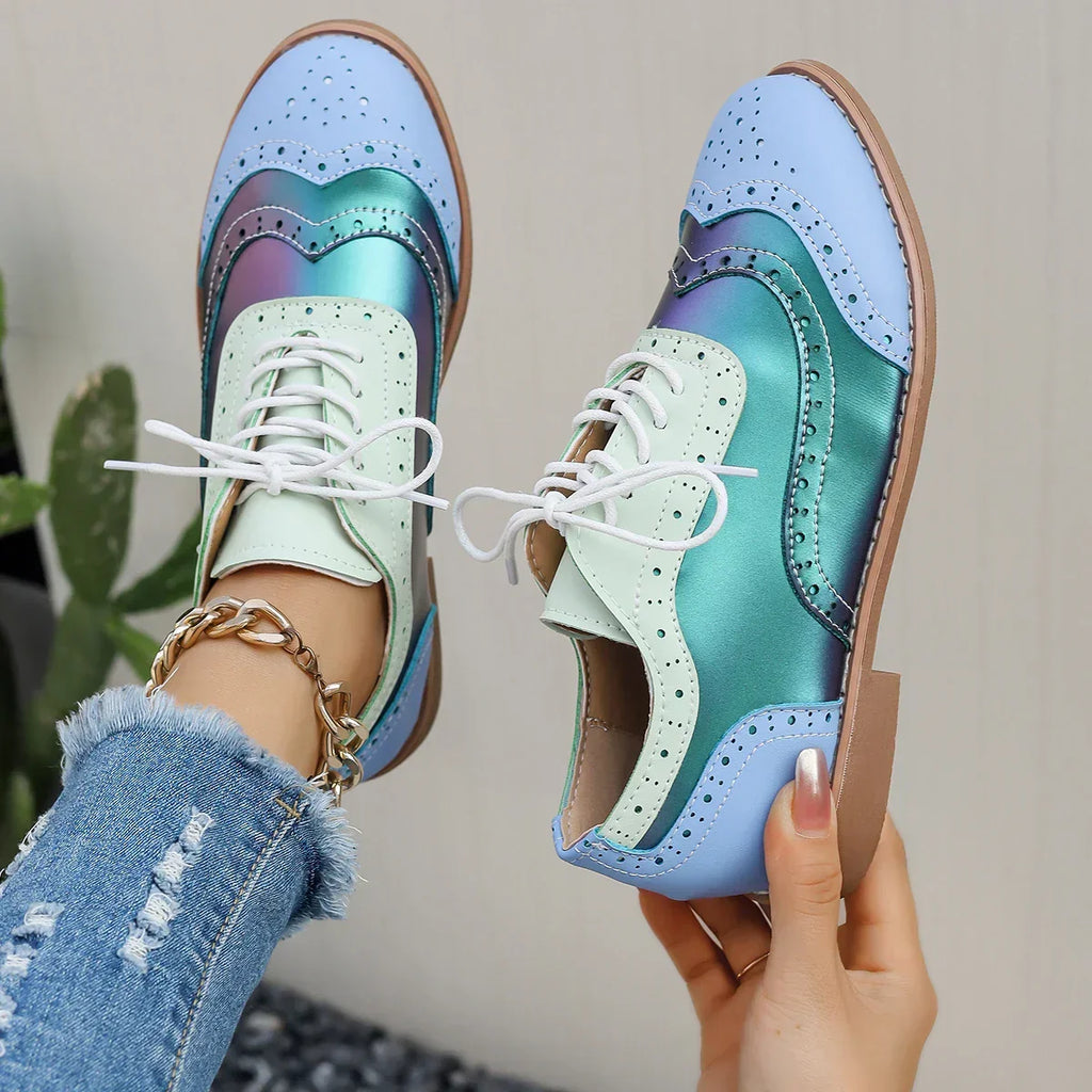 Mehrfarbiger Oxford-Schuh für Damen mit glänzender Oberfläche - Aurora
