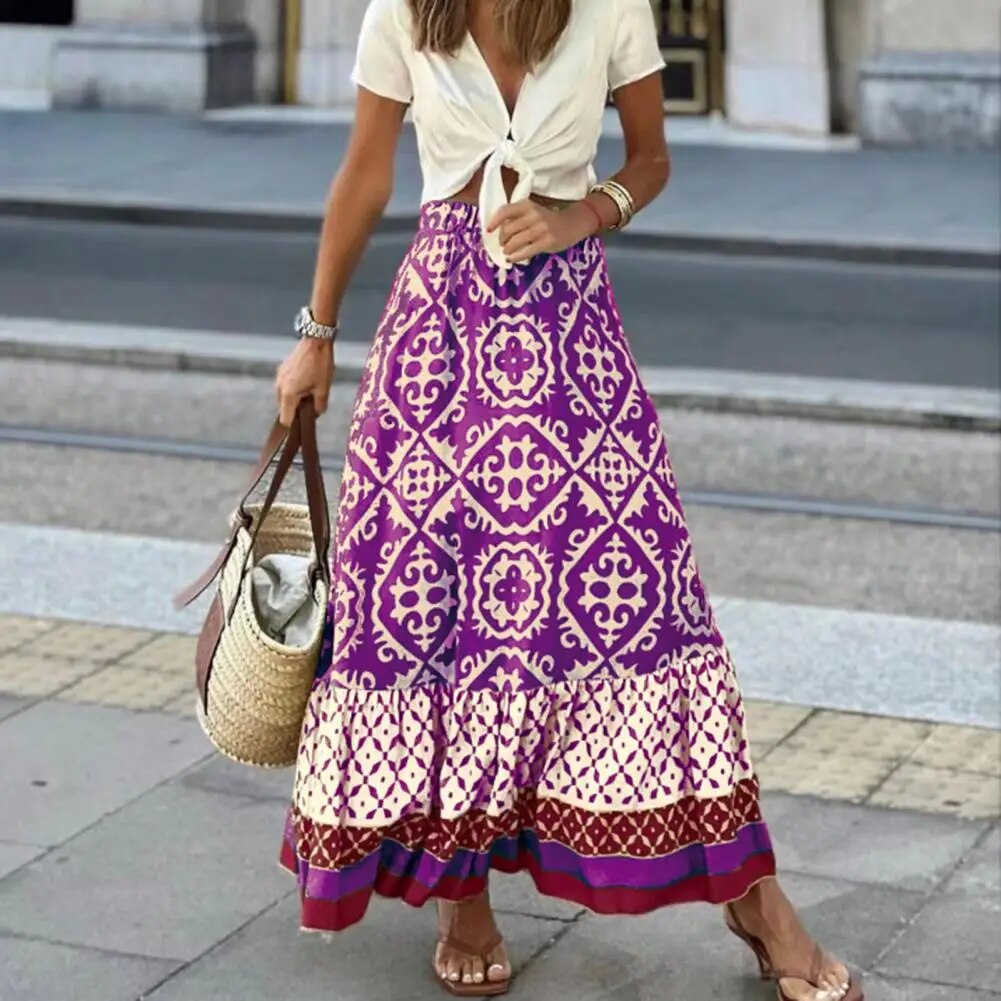 Sommerrock Damen mit hoher Taille – Maxi