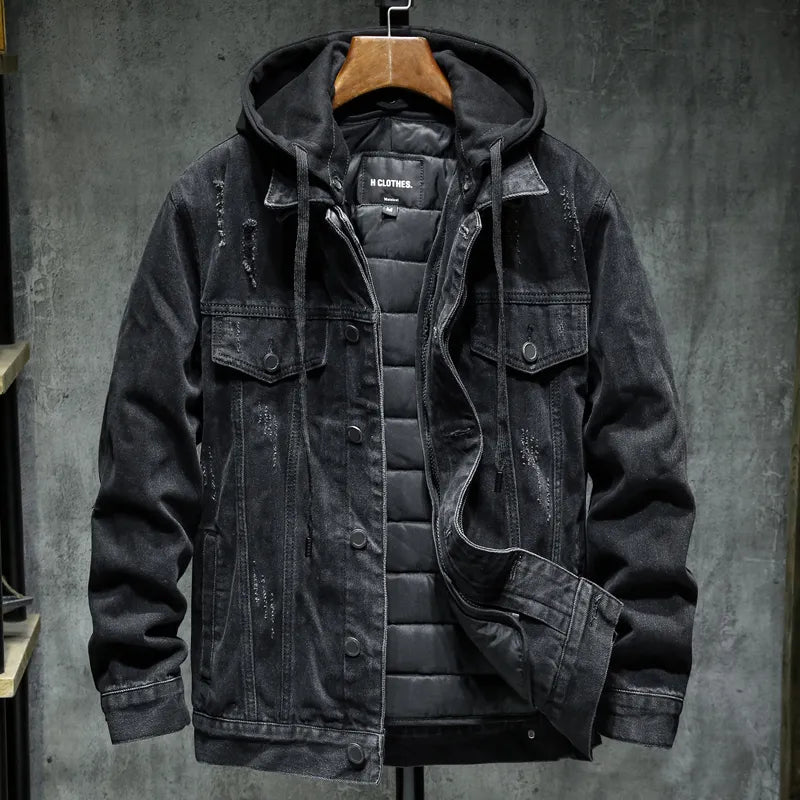 Herren Jeansjacke mit moderner Kapuze - Elrick