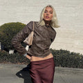 Vintage-Kunstlederjacke mit Reißverschlusstaschen