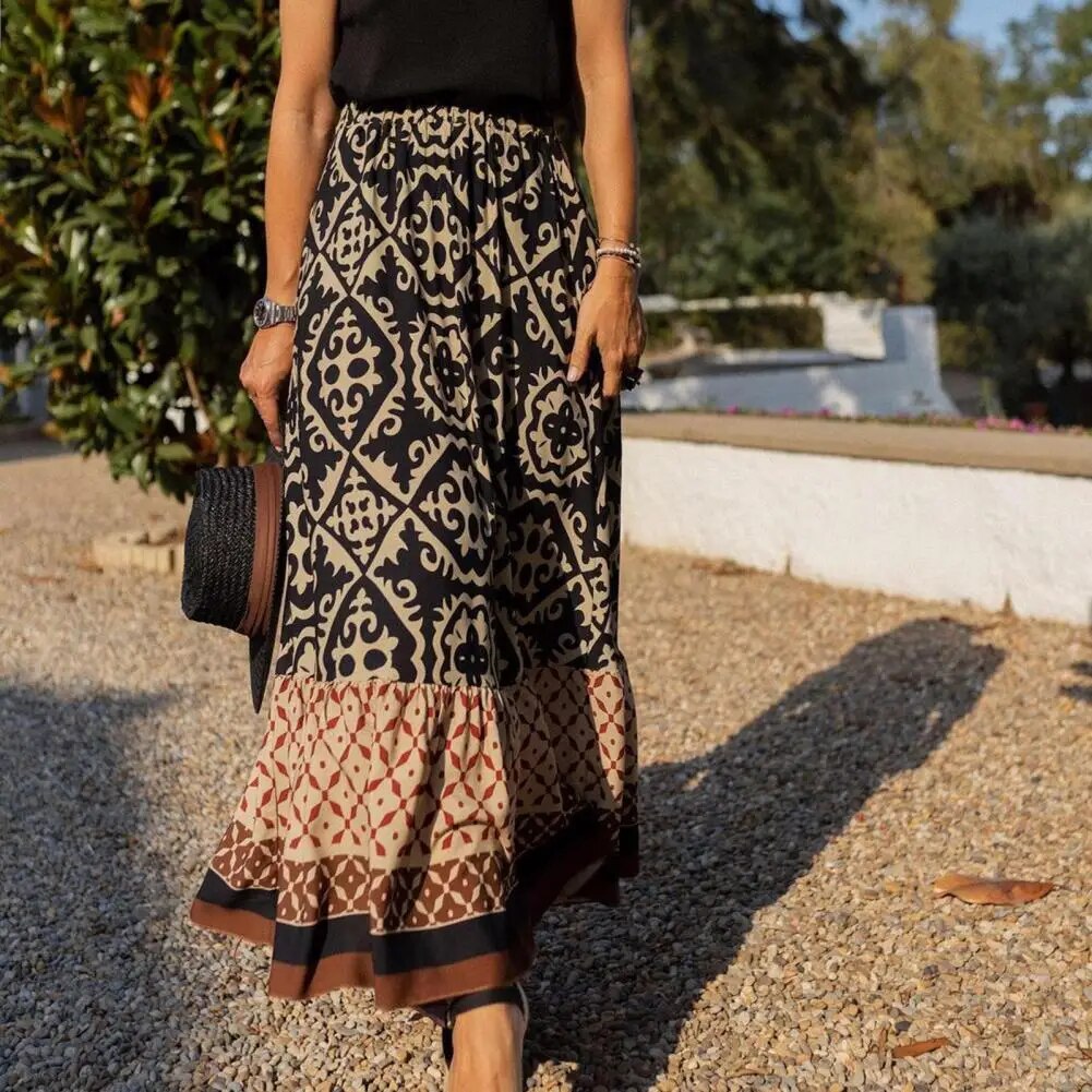 Sommerrock Damen mit hoher Taille – Maxi