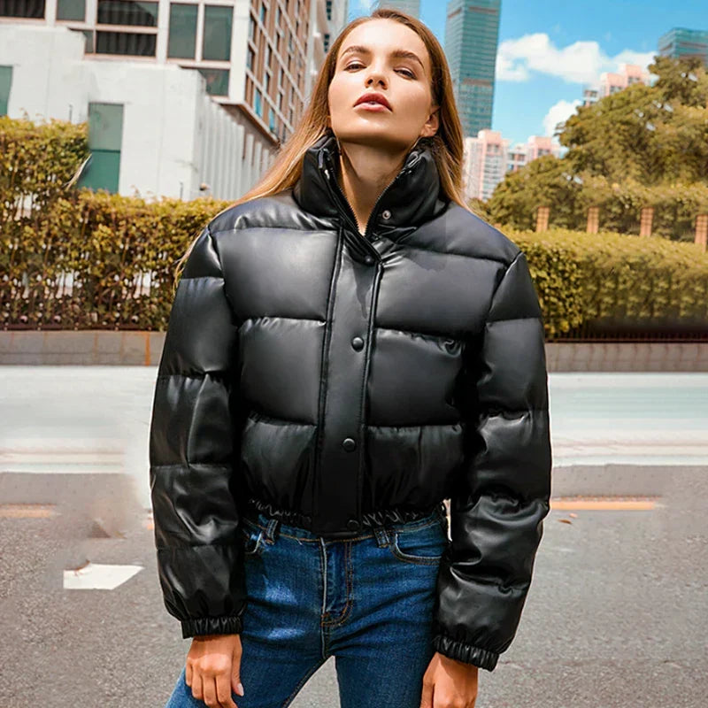 Wattierte Lederjacke mit moderner Optik