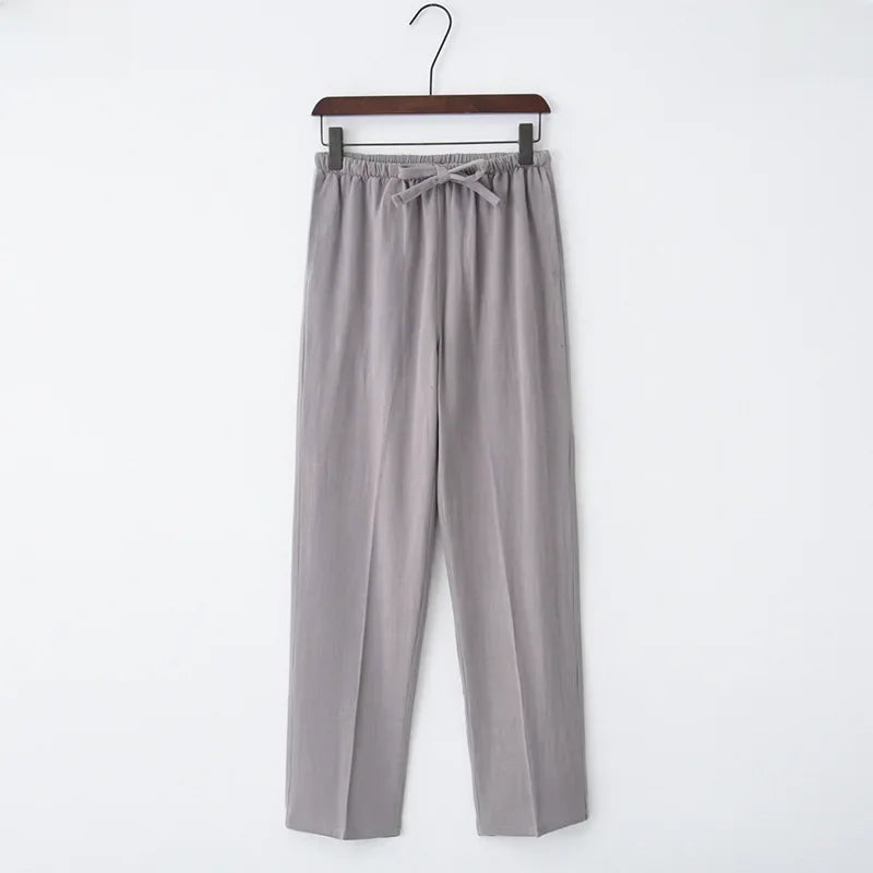 Weite Leinenhose mit elastischem Bund und Kordelzug für Damen - Nerea