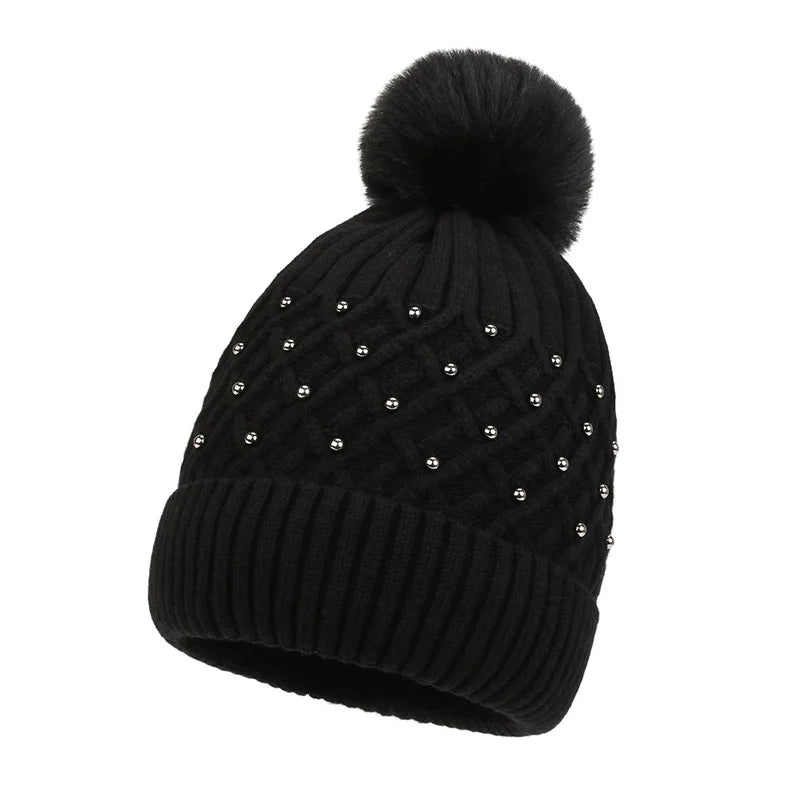 Damenstrickmütze mit Bommel - Kiremo
