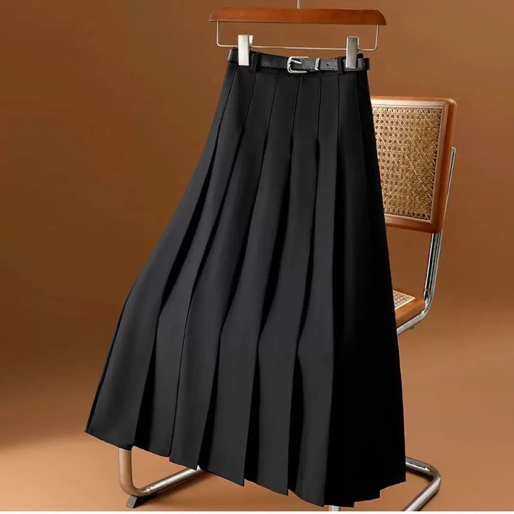 Midi-Faltenrock mit Gürtel für Damen – elegant & vielseitig