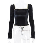 Keny - Vintage Schwarzes SamtBluse Top