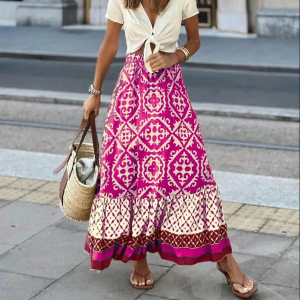 Sommerrock Damen mit hoher Taille – Maxi
