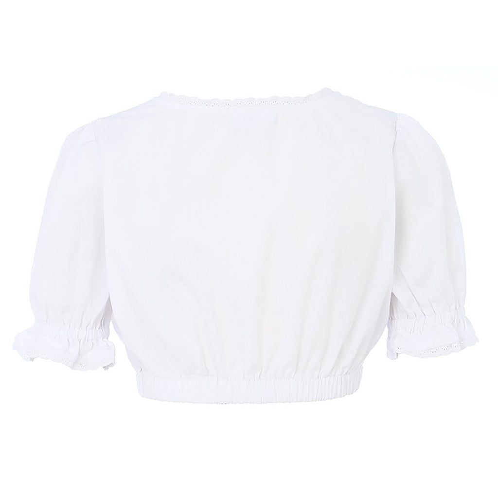 Dirndlbluse Damen Weiß Kurzarm Klassisch - Amalia