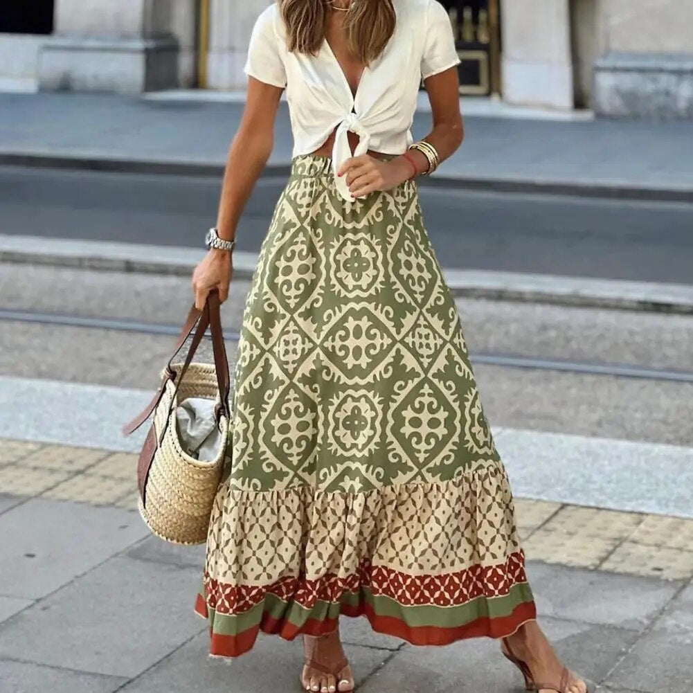 Sommerrock Damen mit hoher Taille – Maxi