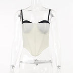 Sophia - Modernes Bustier-Oberteil mit Kontrastpaspelierung und Spaghettiträgern