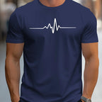 Herren Slim-Fit Kurzarm T-Shirt mit Herzschlag-Print