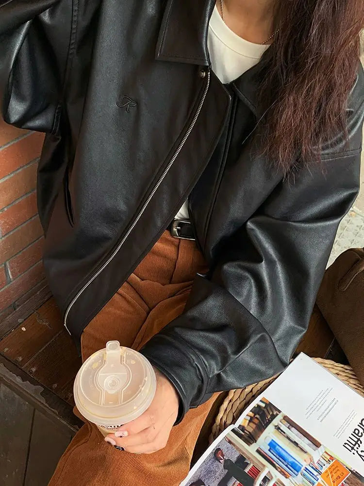 Lederjacke im Vintage-Stil