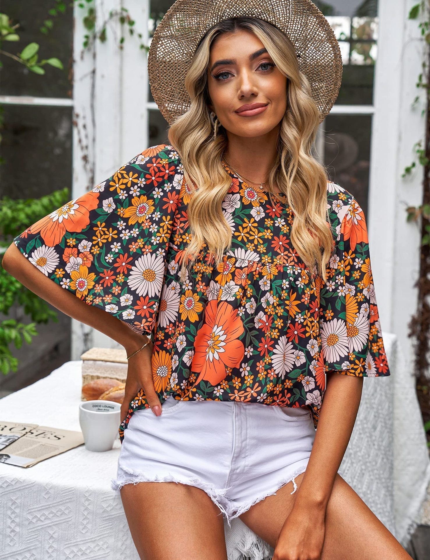 Shanee - Geblümte Bluse mit Ärmeln