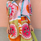 Bedrucktes Damenset mit Shirt und elastischen Shorts - Mireva