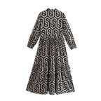 Adeline - Langärmeliges Kleid mit geometrischem Muster