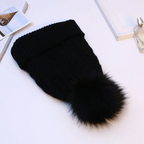 Damenstrickmütze mit Fleecefutter und Bommel - Sauly