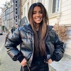 Wattierte Lederjacke mit moderner Optik