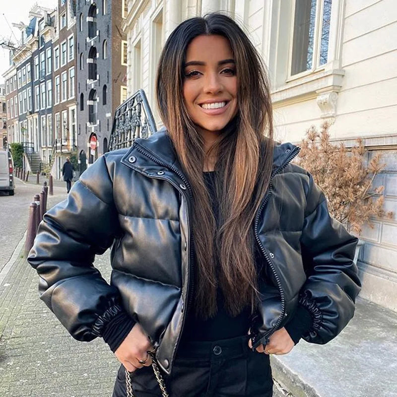 Wattierte Lederjacke mit moderner Optik