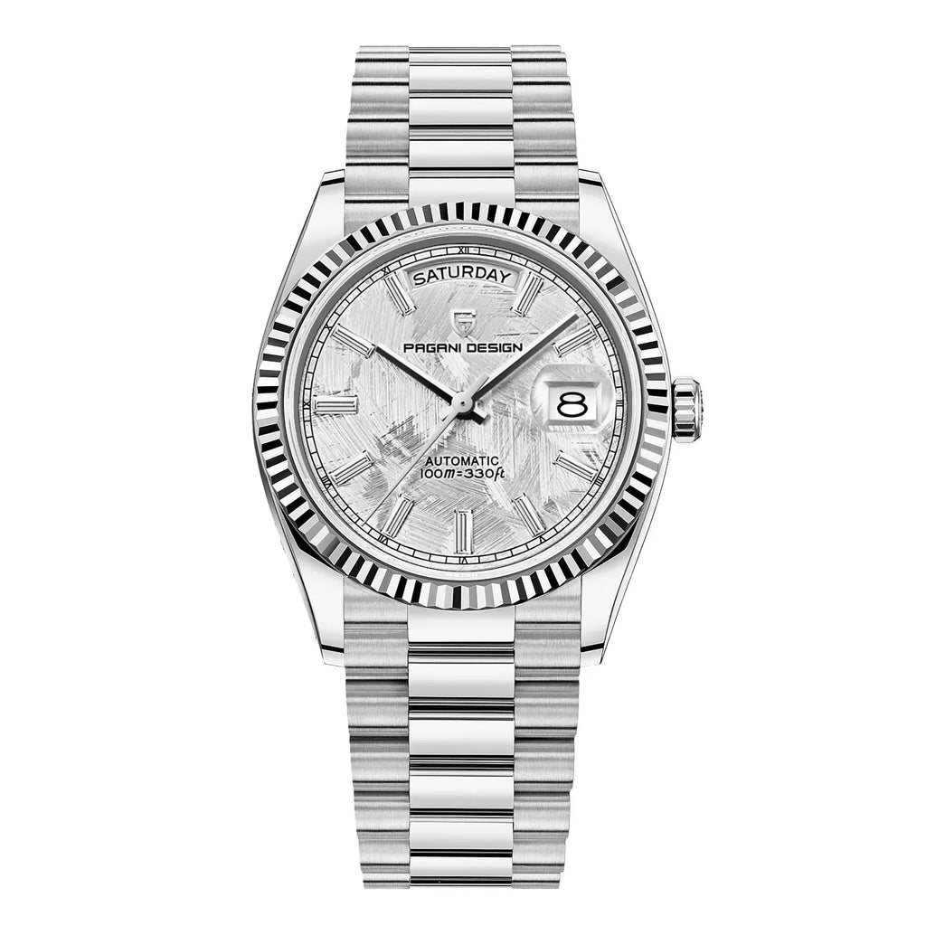 Klassische Analoguhr mit hochwertigem Metallarmband