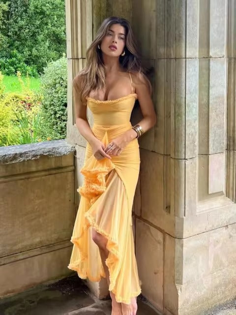 Julia - Langes trägerloses Kleid aus Spitze mit Trägern für Damen