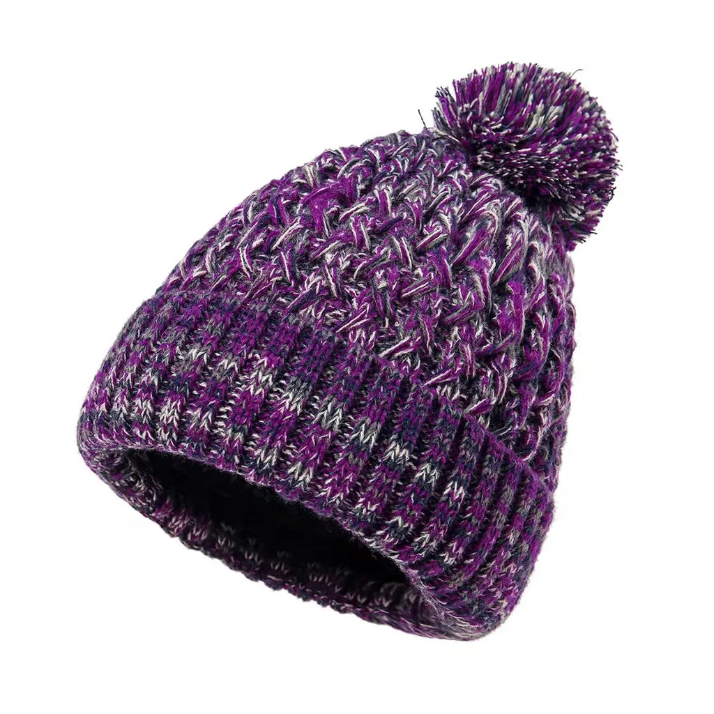 Einlagige Damenstrickmütze mit Bommel - Kireva