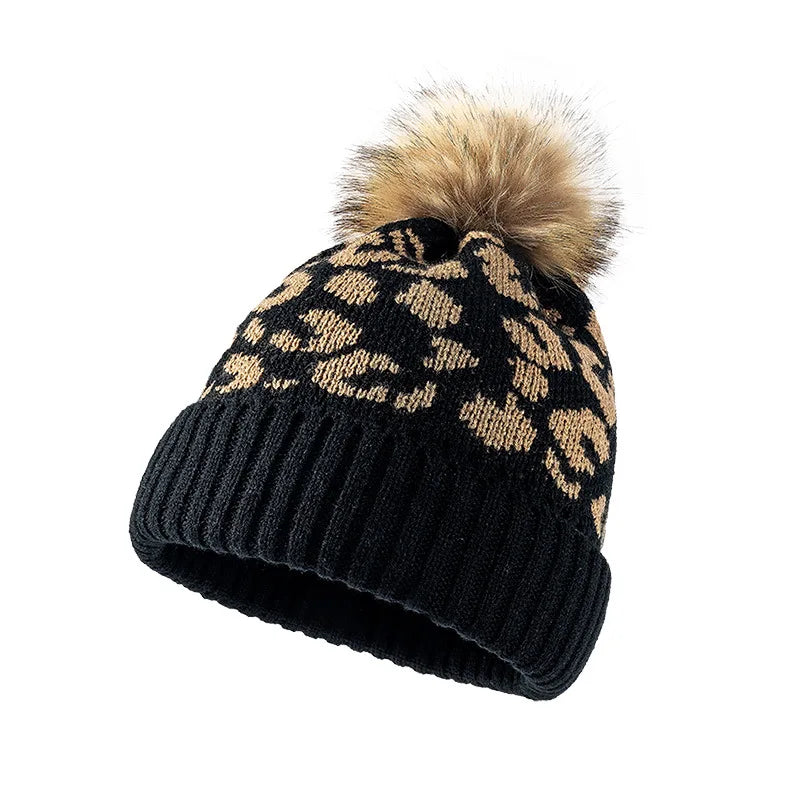 Einlagige Damenstrickmütze mit Bommel - Zireon