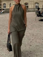 Damen-Halfter-Set mit offenem Rücken und fließender Hose - Mishlova