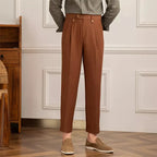 Gerade Herrenhose mit Abnähern und hoher Taille - Adrien