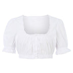 Dirndlbluse Damen Weiß Kurzarm Klassisch - Amalia