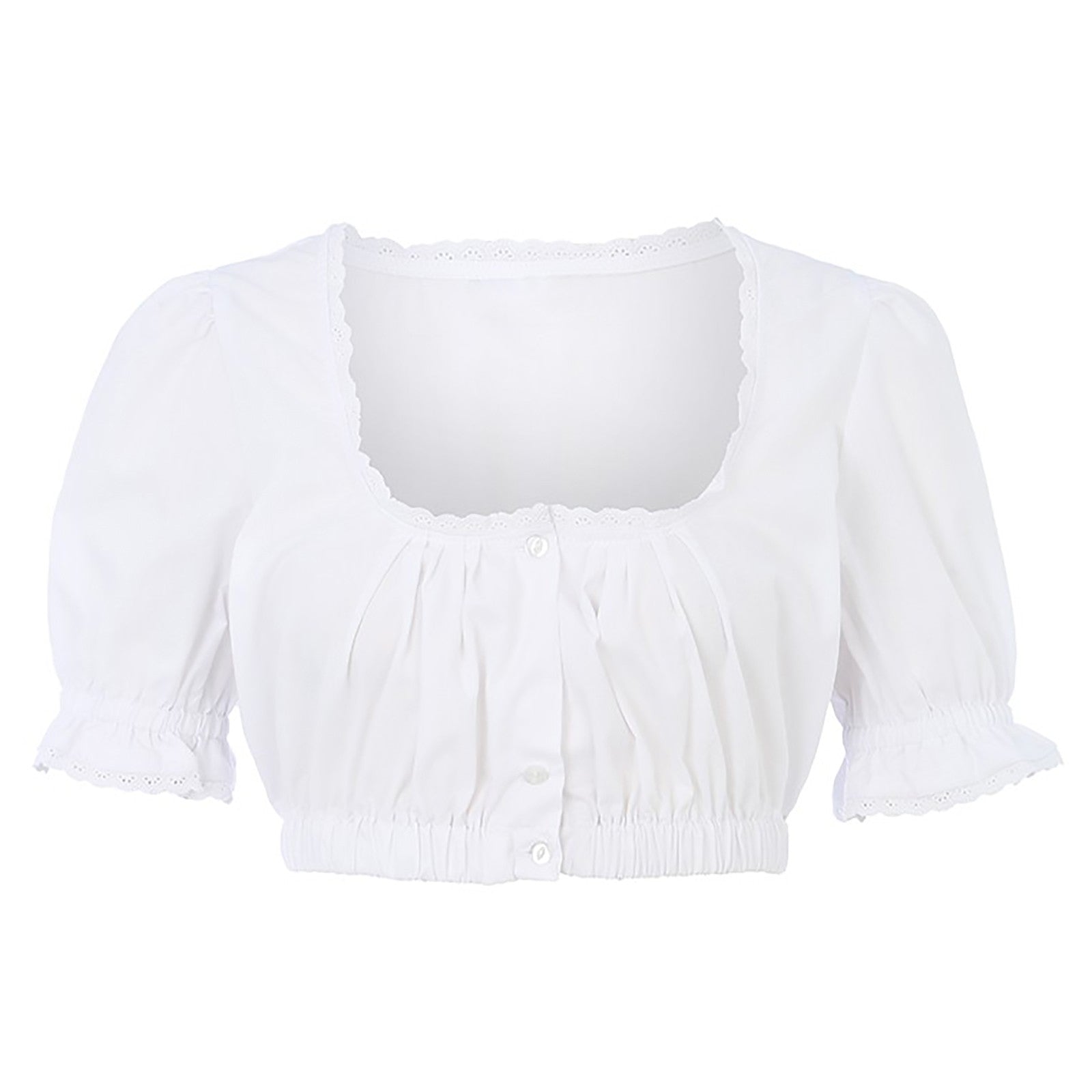 Dirndlbluse Damen Weiß Kurzarm Klassisch - Amalia