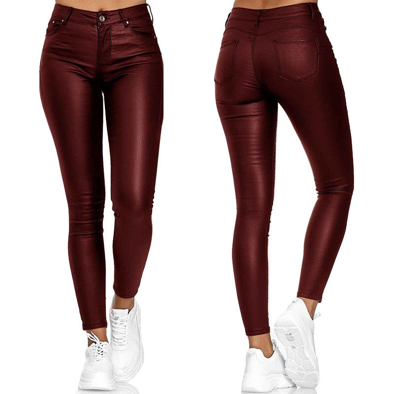 Fiamma Hosen - Vielseitige Damen High-Waist Skinny Lederhose für alle Anlässe