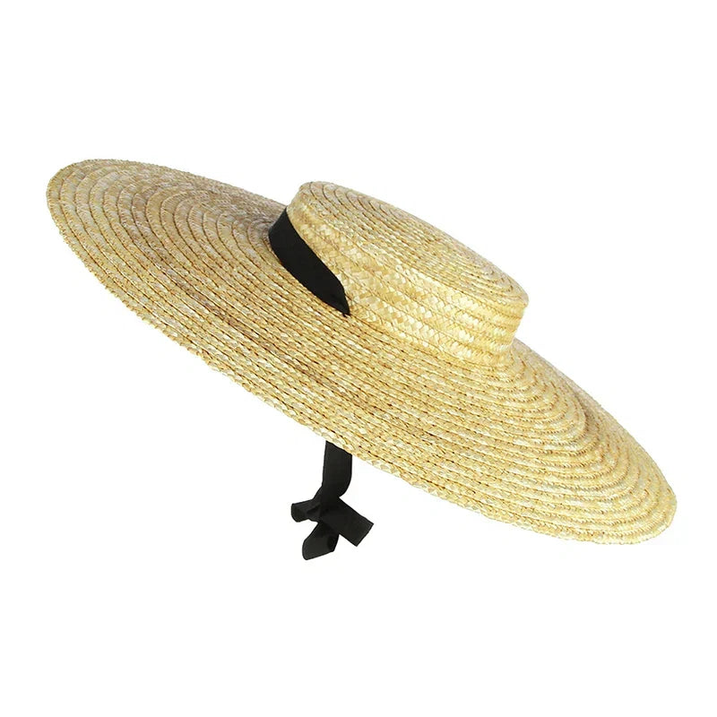 Sommer grobes Stroh flache Spitze Strohhut