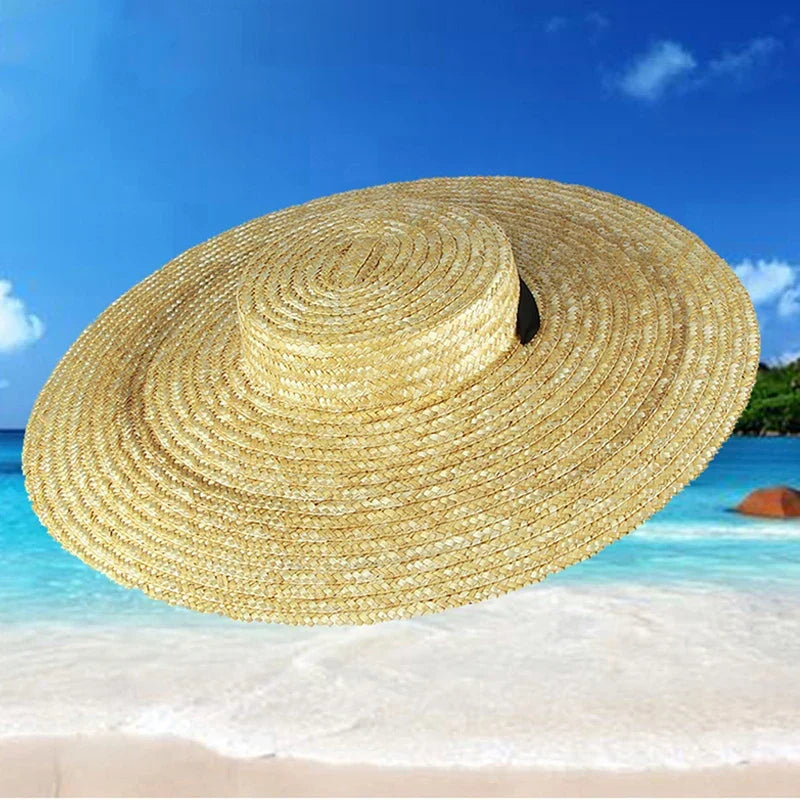 Sommer grobes Stroh flache Spitze Strohhut